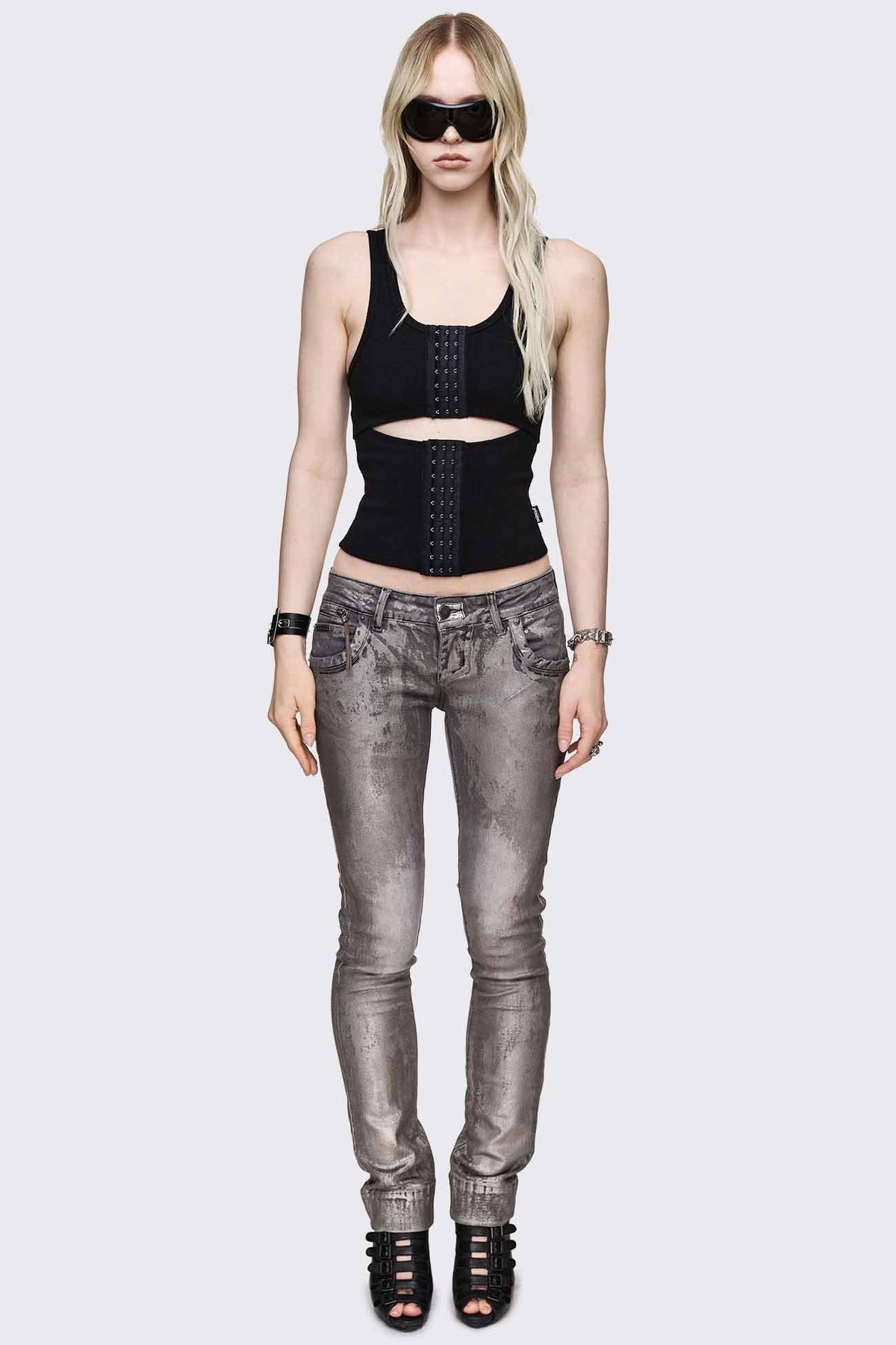 Silas Metallic Coating Slim Jeans | Minga London Value