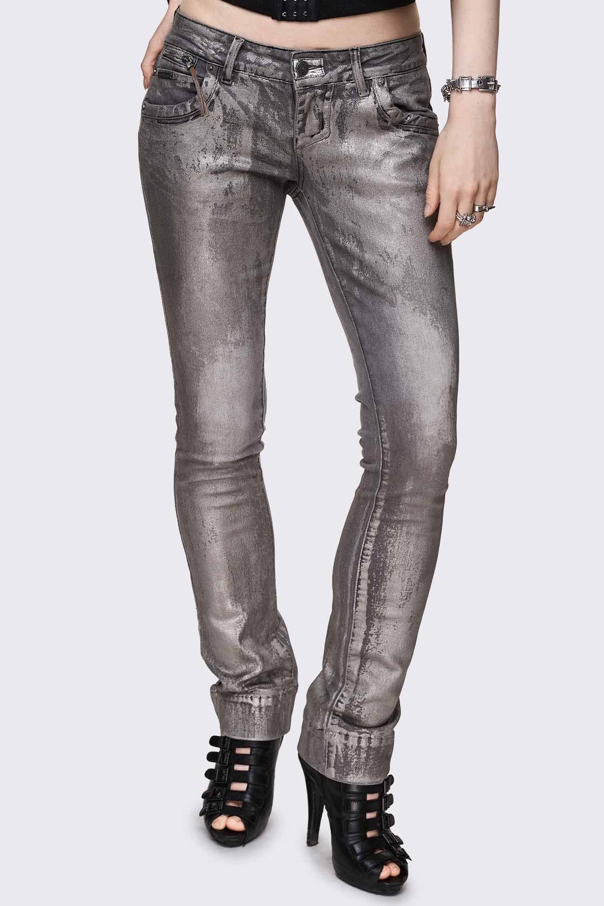 Silas Metallic Coating Slim Jeans | Minga London Value