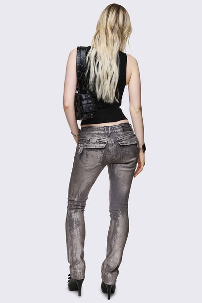 Silas Metallic Coating Slim Jeans | Minga London Value