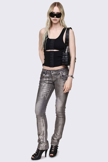 Silas Metallic Coating Slim Jeans | Minga London Value