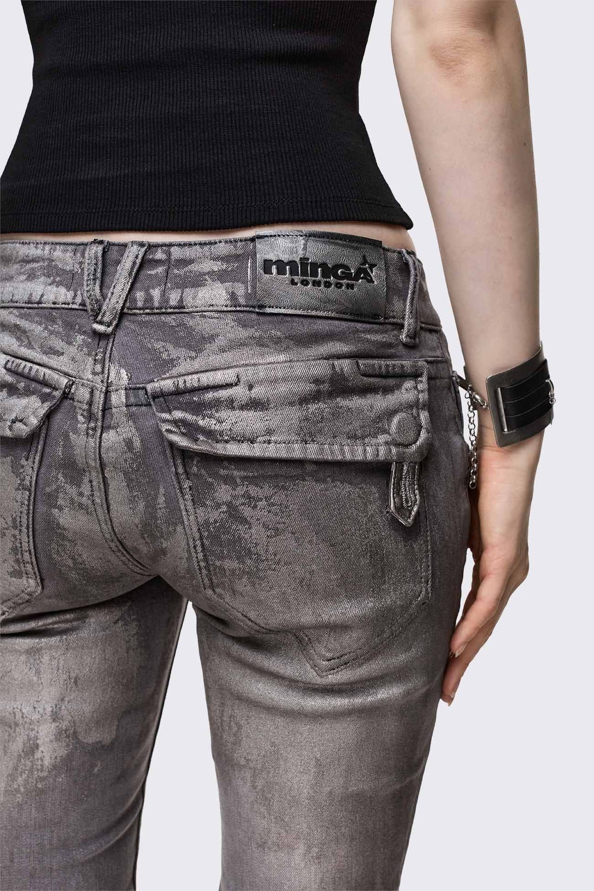 Silas Metallic Coating Slim Jeans | Minga London Value