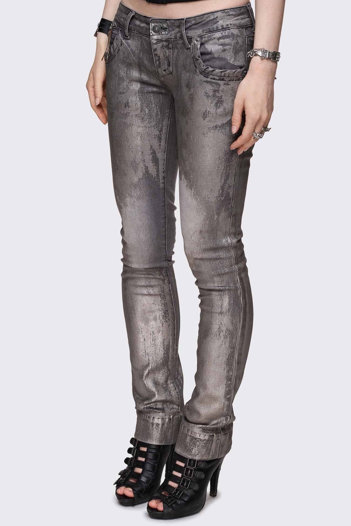 Silas Metallic Coating Slim Jeans | Minga London Value
