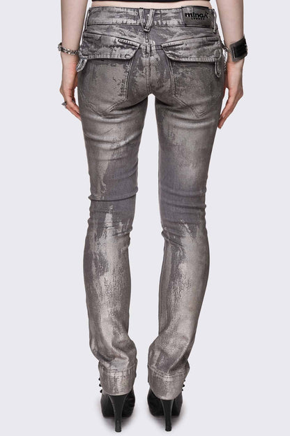 Silas Metallic Coating Slim Jeans | Minga London Value