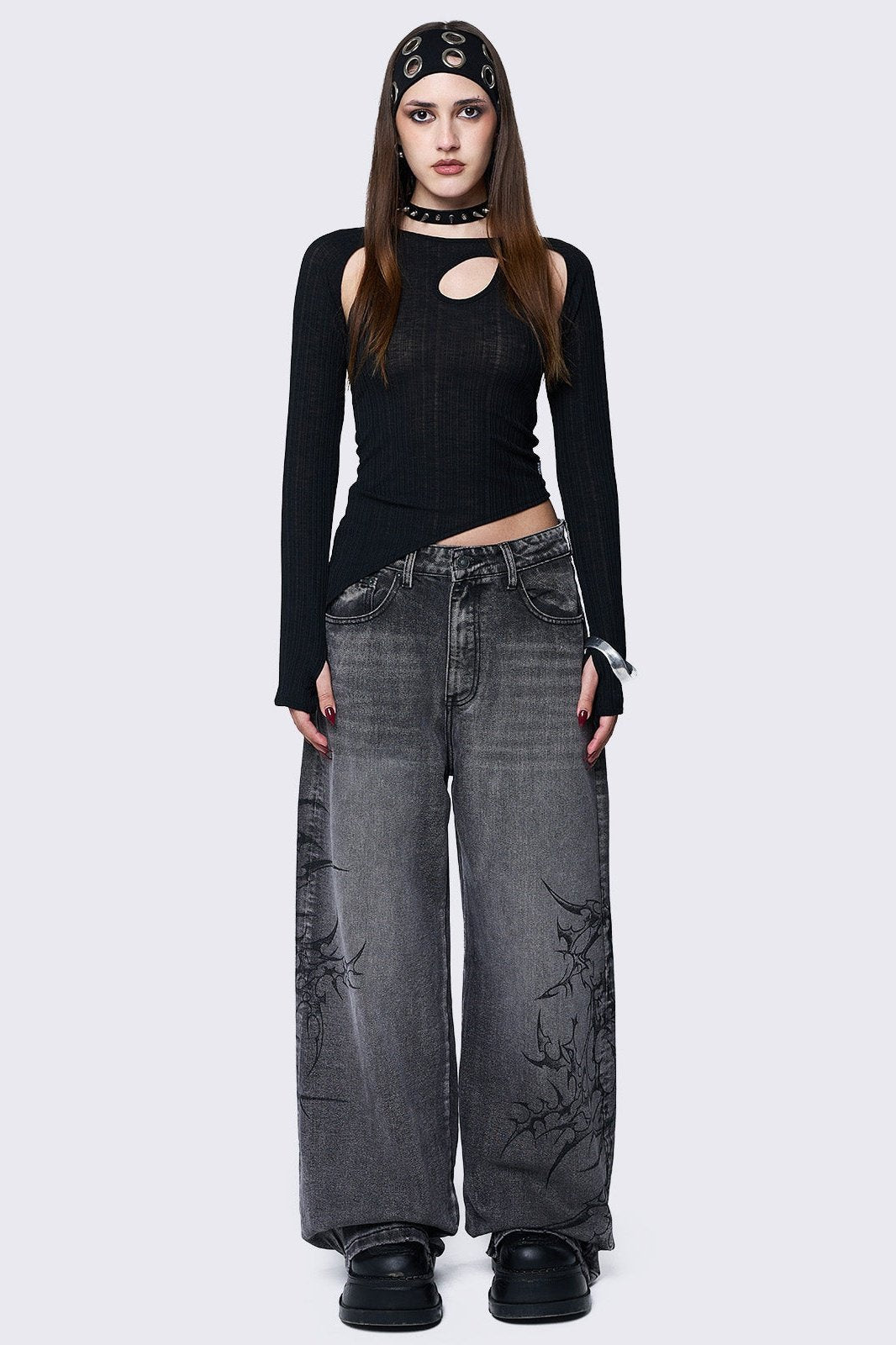 Blaze Grey Graphic Baggy Jeans | Minga London Customer Favorite