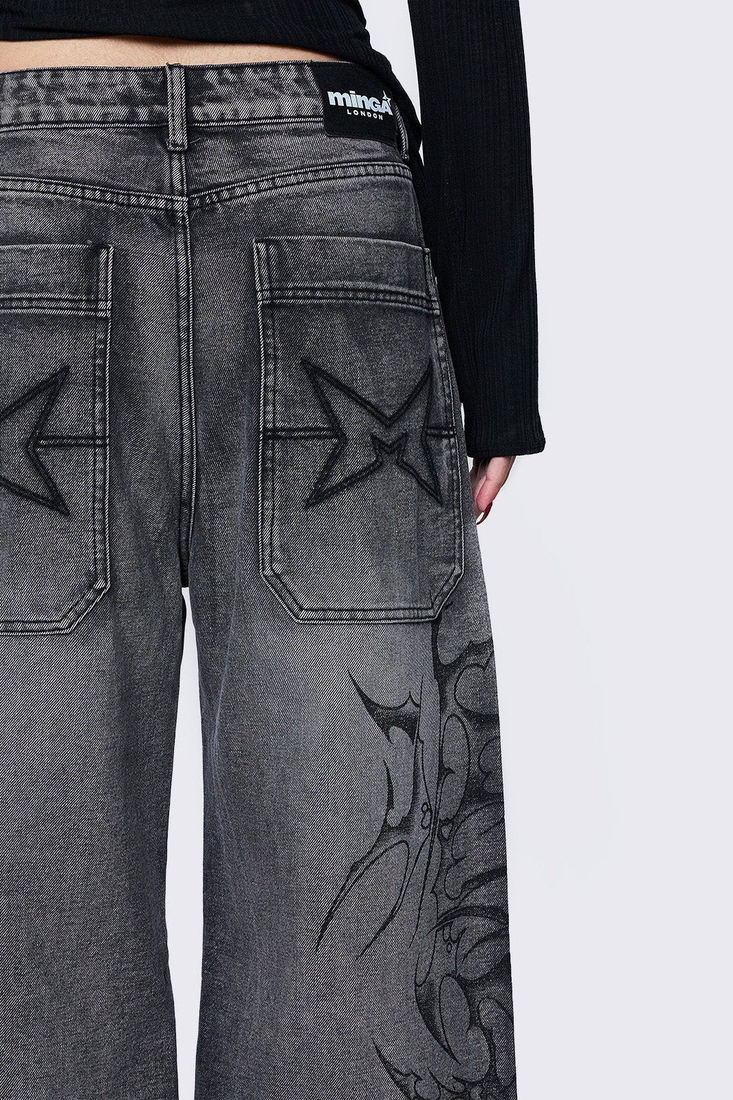 Blaze Grey Graphic Baggy Jeans | Minga London Customer Favorite