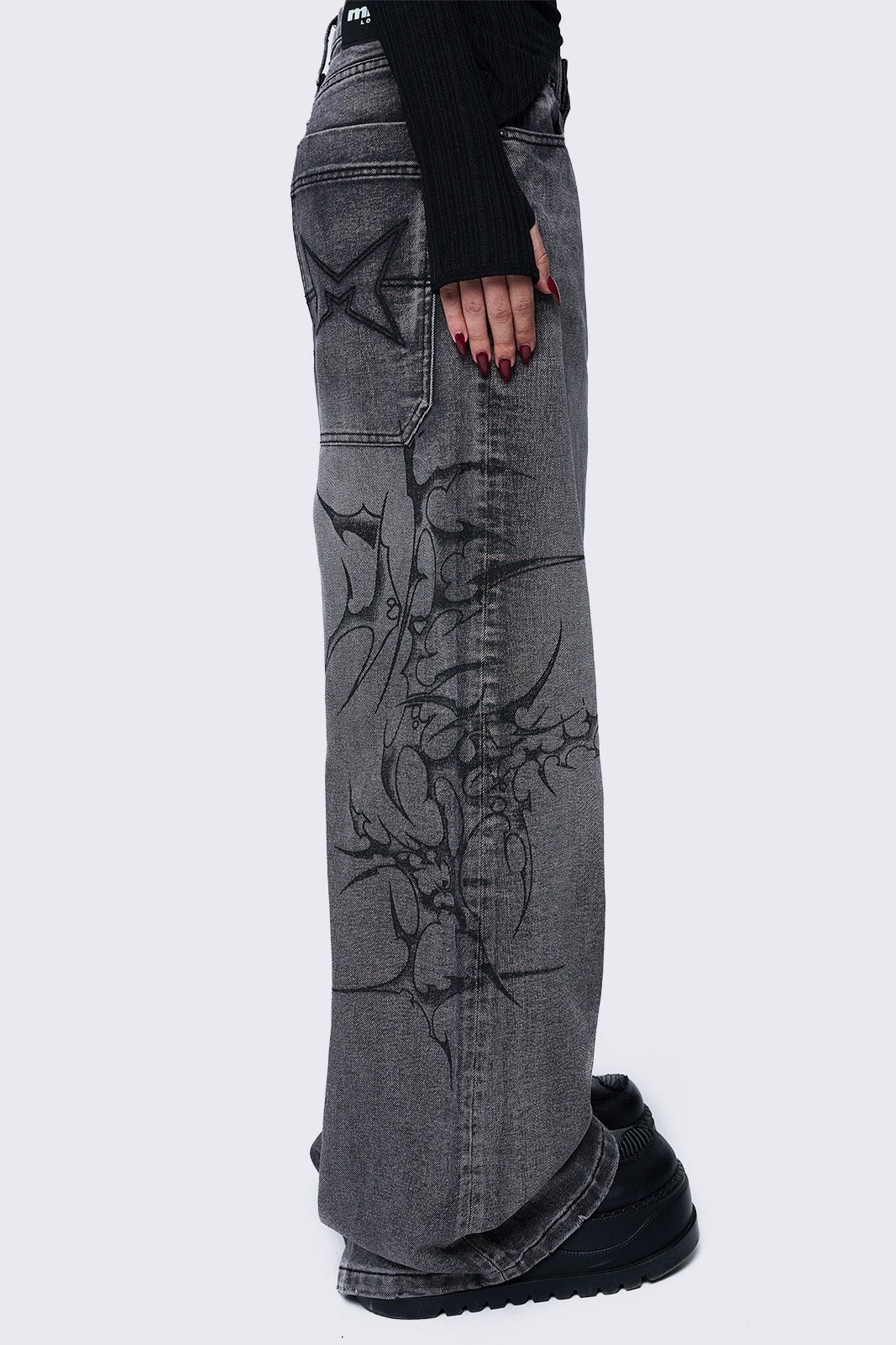 Blaze Grey Graphic Baggy Jeans | Minga London Customer Favorite