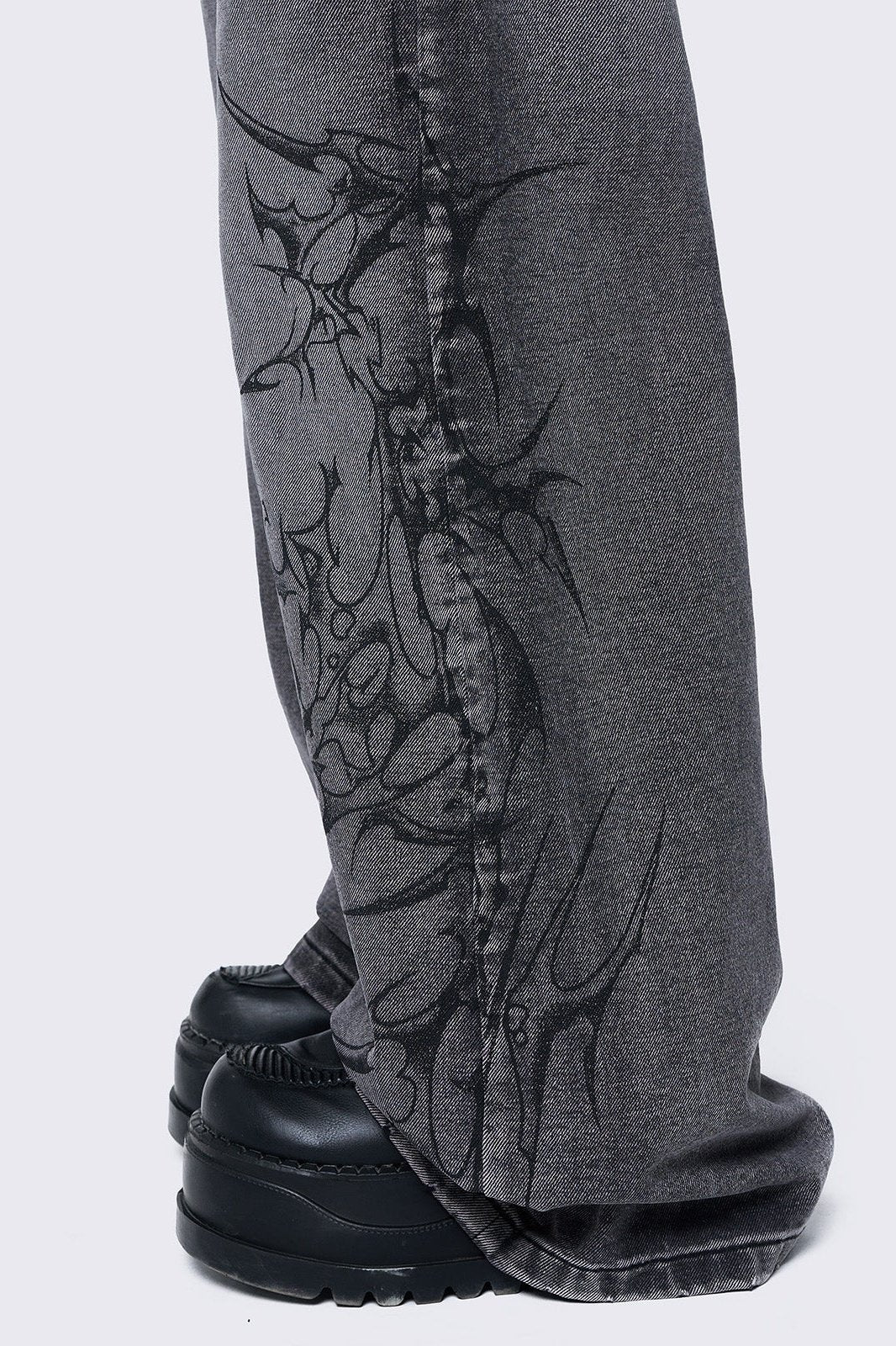 Blaze Grey Graphic Baggy Jeans | Minga London Customer Favorite