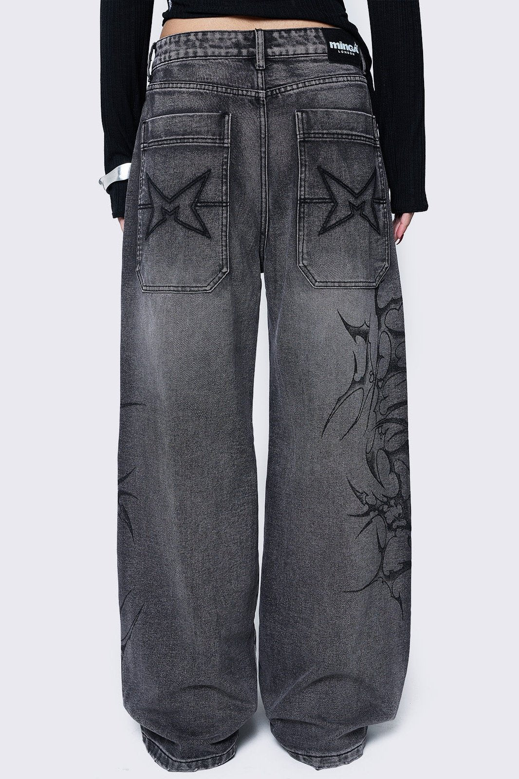 Blaze Grey Graphic Baggy Jeans | Minga London Customer Favorite