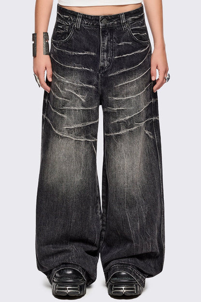 Volt Black Baggy Jeans | Minga London New