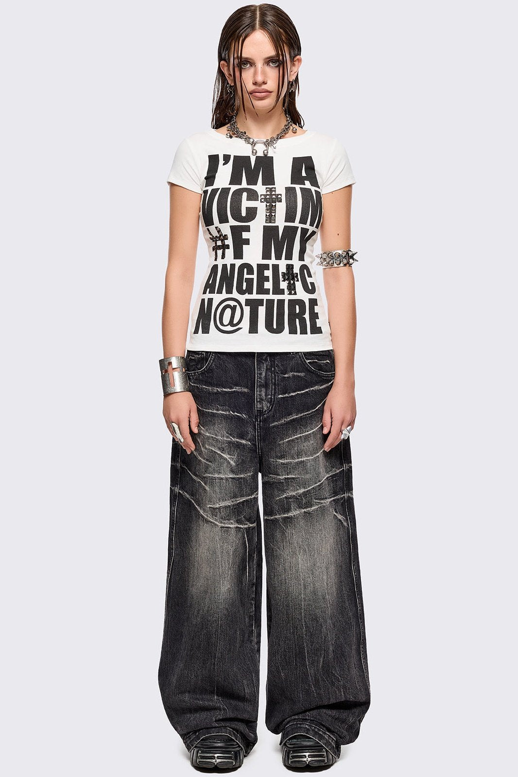 Volt Black Baggy Jeans | Minga London New