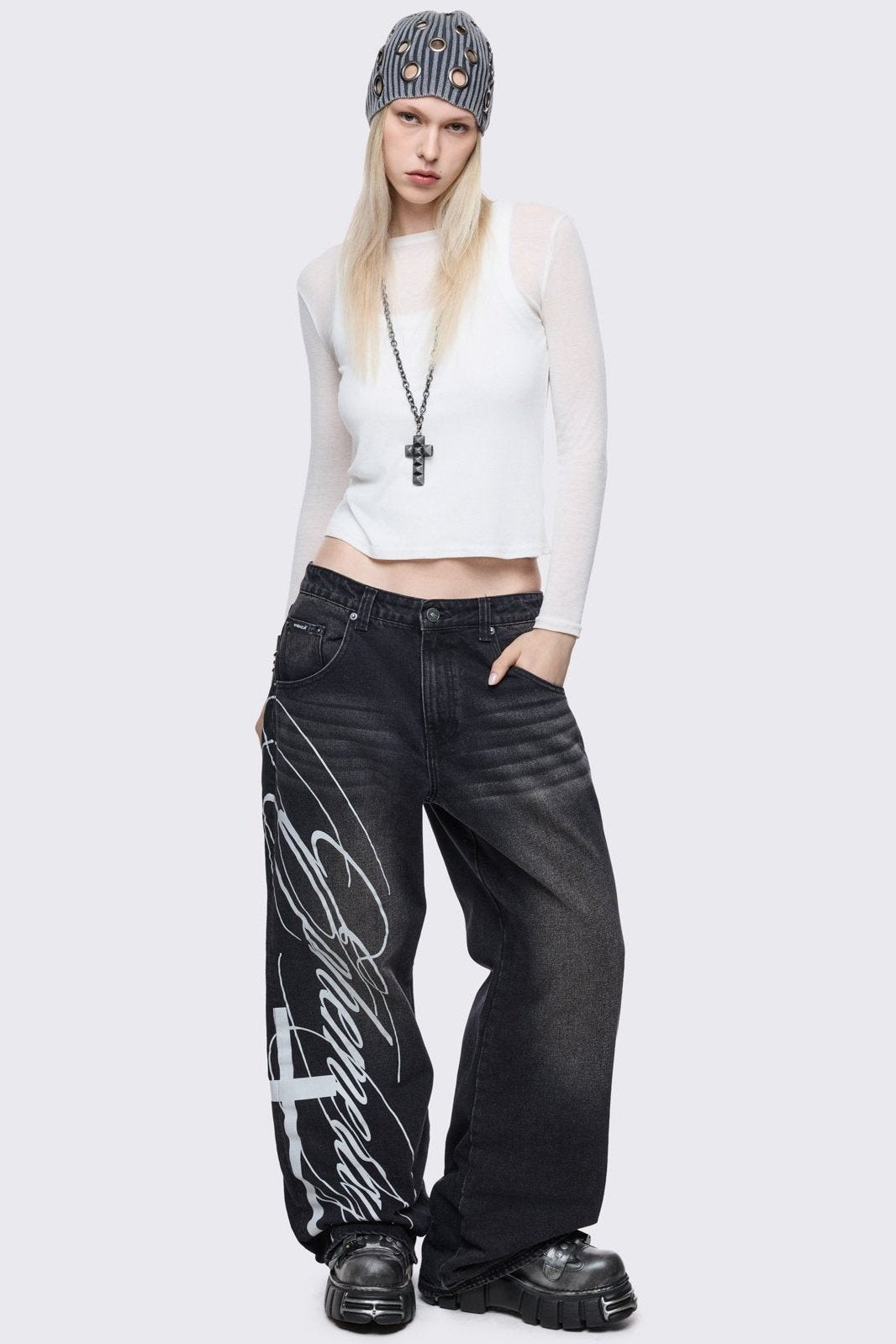Ephemeral Graphic Baggy Jeans | Minga London Best Price