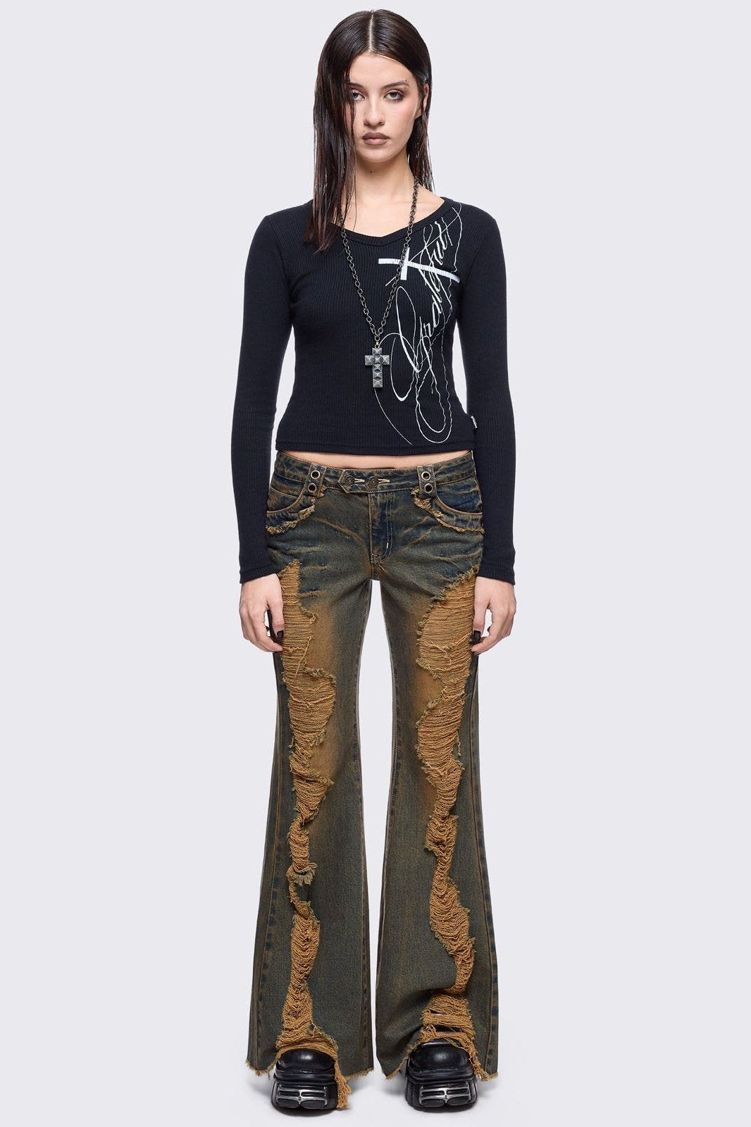Brooke Blue Flared Jeans | Minga London Quality