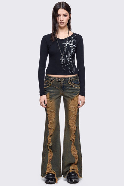 Brooke Blue Flared Jeans | Minga London Quality