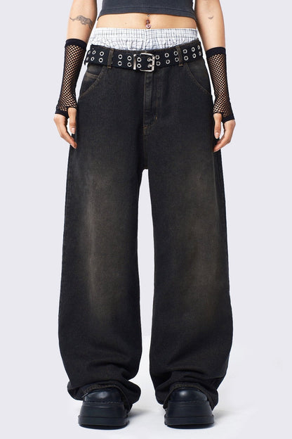 Echo Black Overdye Baggy Jeans | Minga London Popular