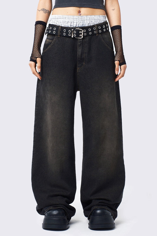 Echo Black Overdye Baggy Jeans | Minga London Popular