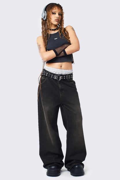 Echo Black Overdye Baggy Jeans | Minga London Popular