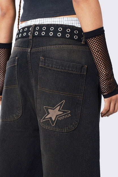 Echo Black Overdye Baggy Jeans | Minga London Popular