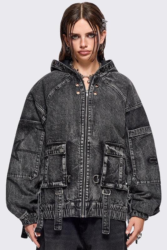 Zade Denim Bomber Jacket | Minga London Best Price