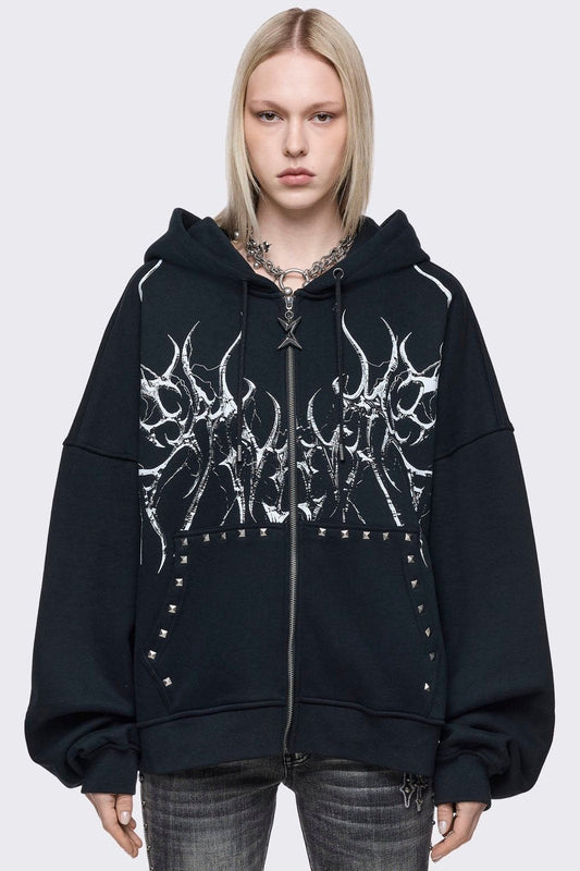 Hearth of Horns Zip Up Hoodie | Minga London Great Value
