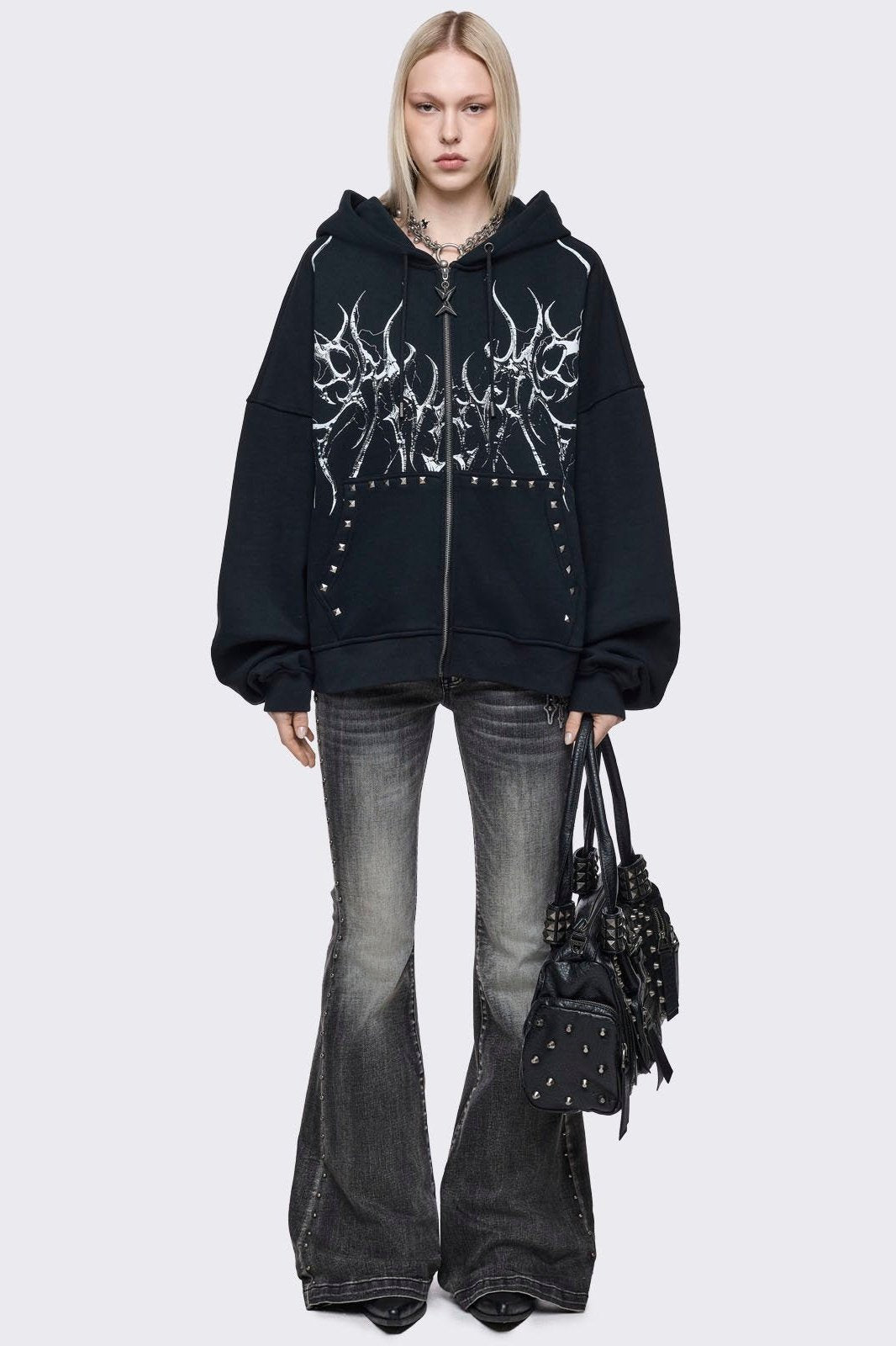 Hearth of Horns Zip Up Hoodie | Minga London Great Value