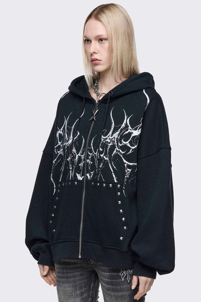 Hearth of Horns Zip Up Hoodie | Minga London Great Value