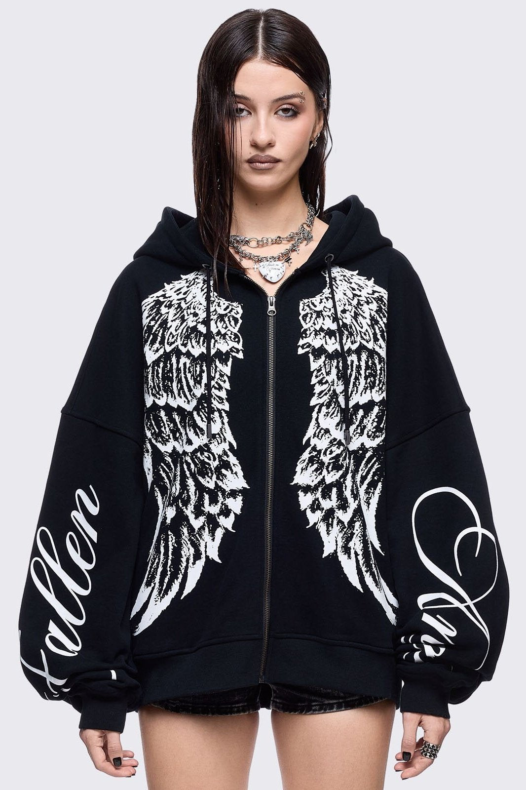 Fallen Angel Zip Up Hoodie | Minga London Best Seller