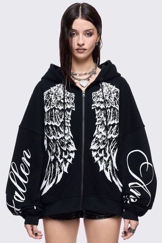 Fallen Angel Zip Up Hoodie | Minga London Best Seller