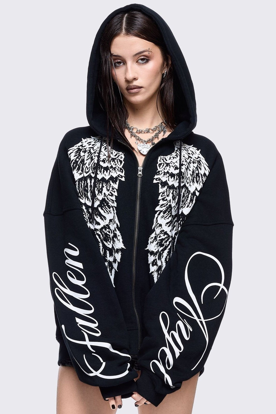 Fallen Angel Zip Up Hoodie | Minga London Best Seller