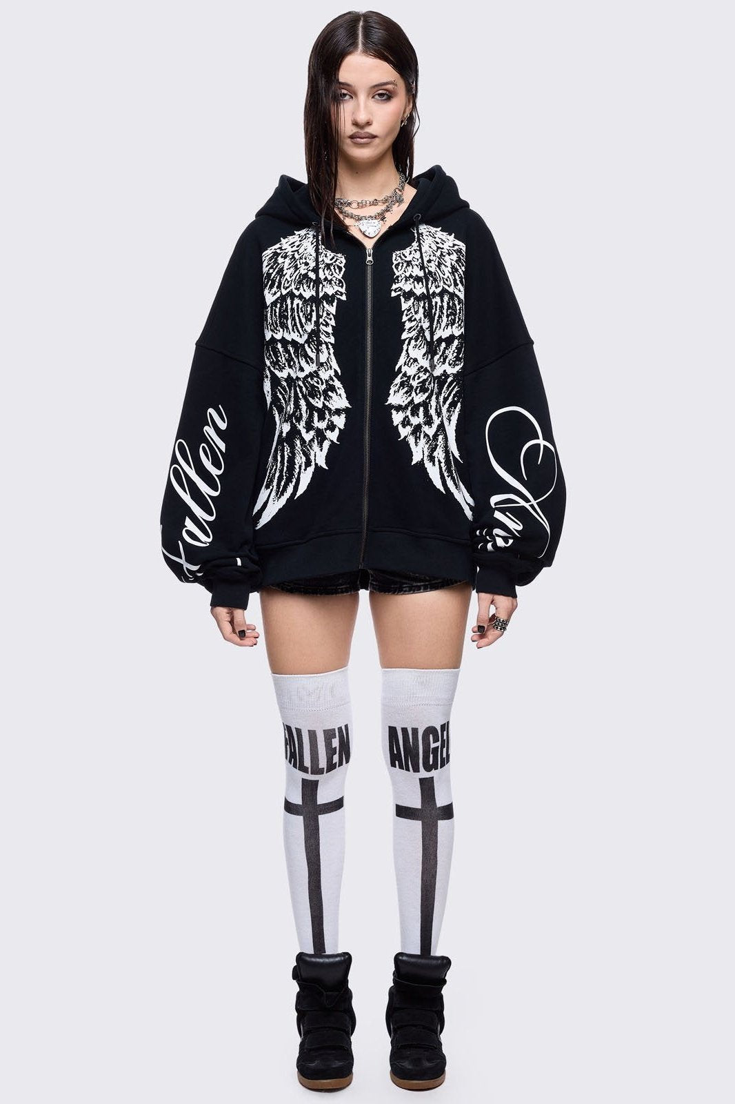 Fallen Angel Zip Up Hoodie | Minga London Best Seller