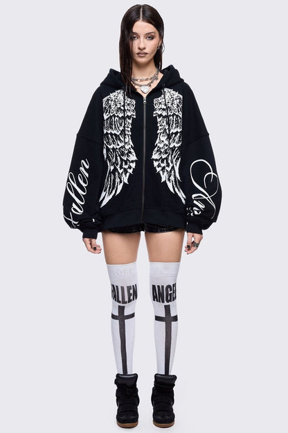 Fallen Angel Zip Up Hoodie | Minga London Best Seller