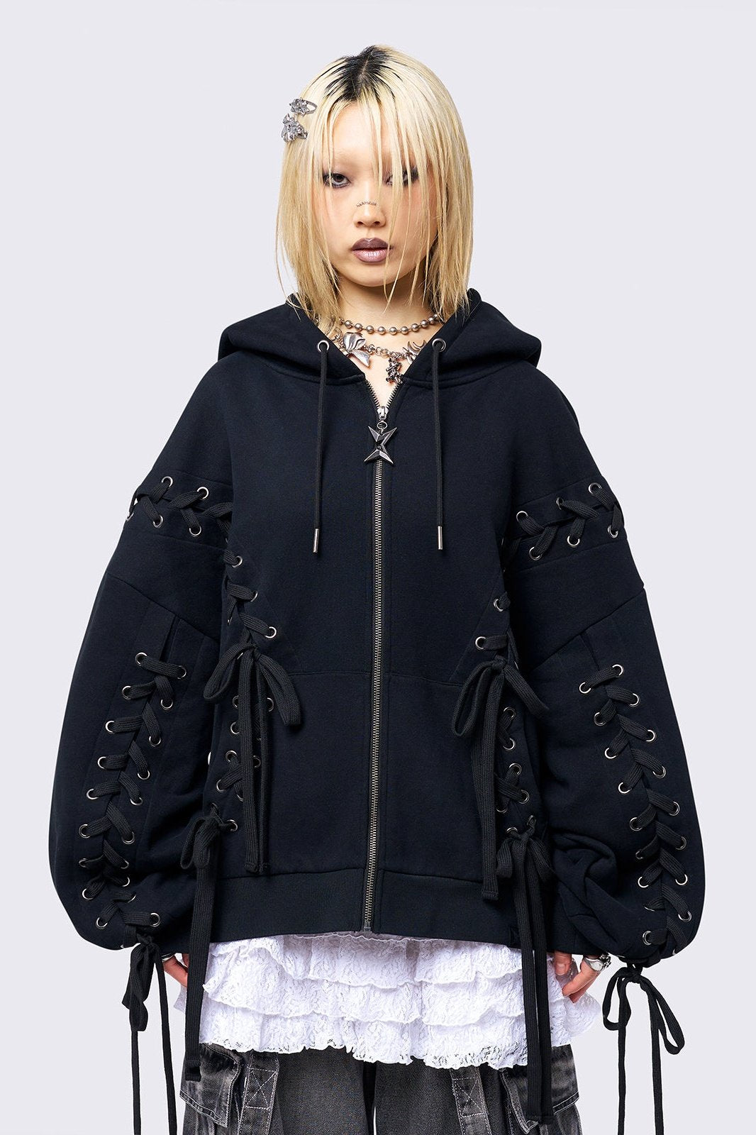 Mia Black Zip Up Hoodie | Minga London Featured