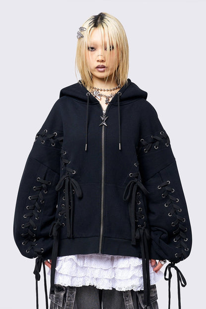 Mia Black Zip Up Hoodie | Minga London Featured