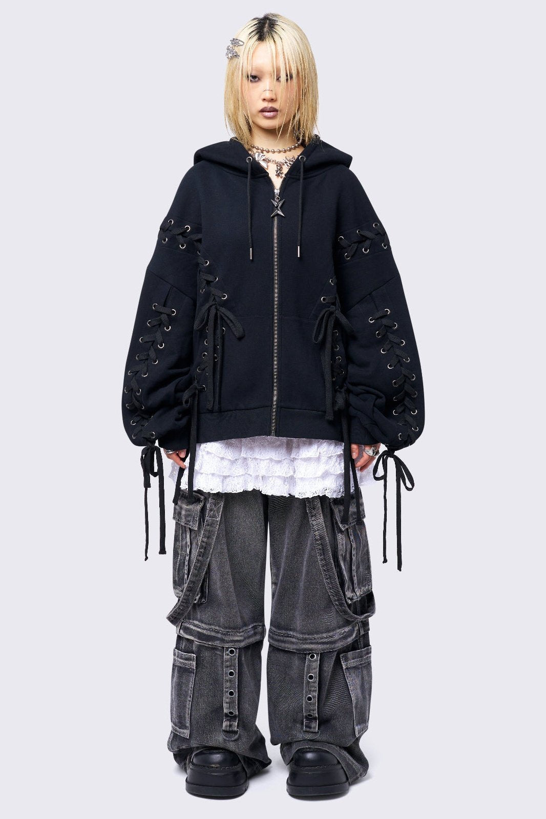 Mia Black Zip Up Hoodie | Minga London Featured