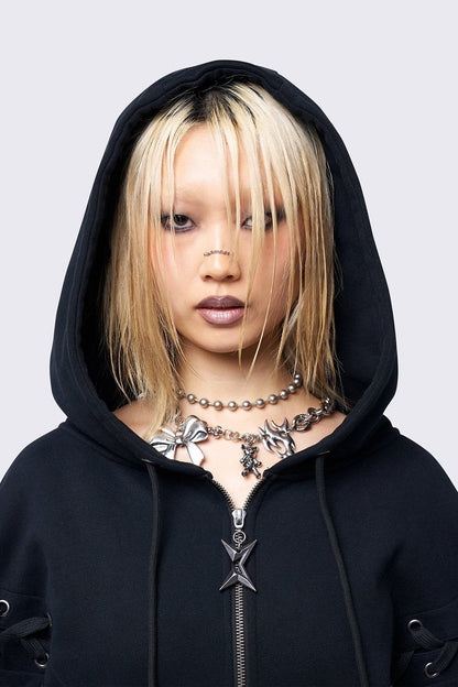 Mia Black Zip Up Hoodie | Minga London Featured