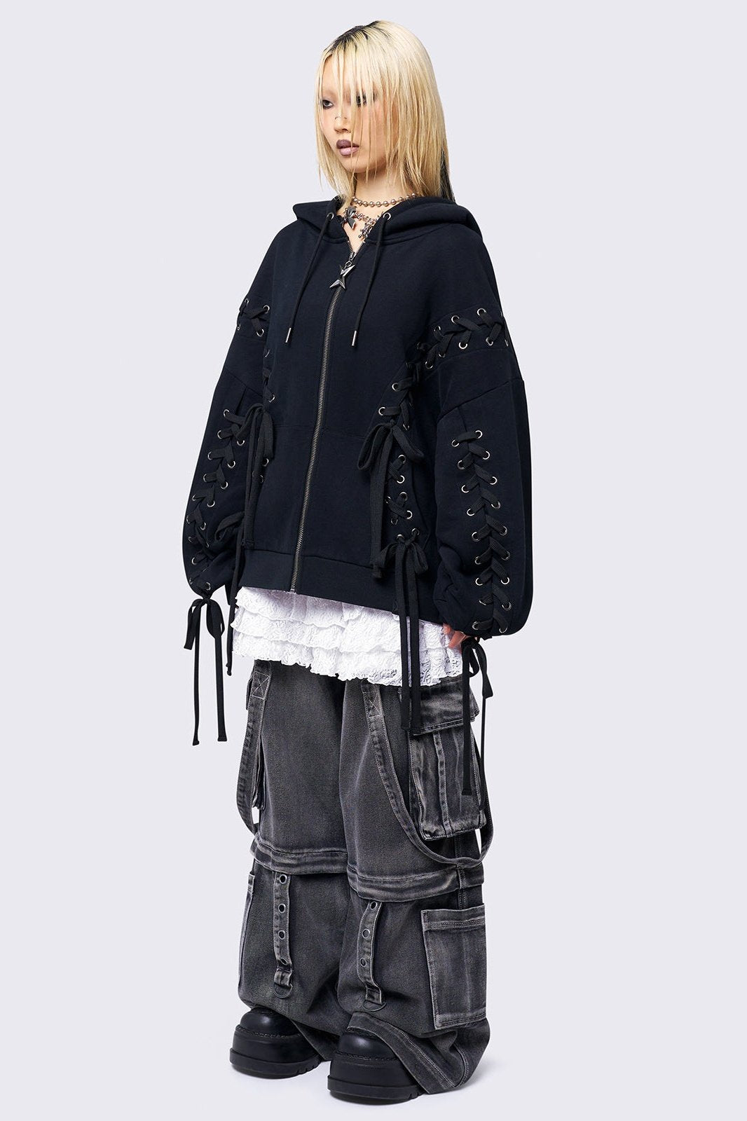Mia Black Zip Up Hoodie | Minga London Featured