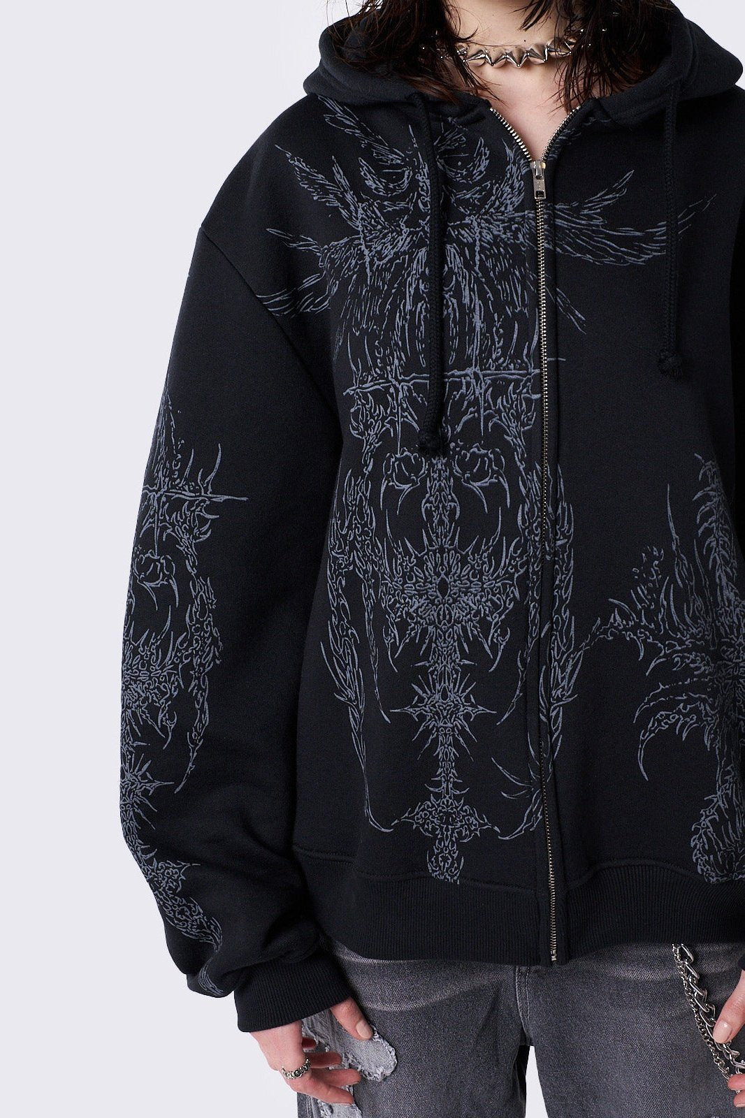 Enigmatic Black Zip Up Hoodie | Minga London Quality