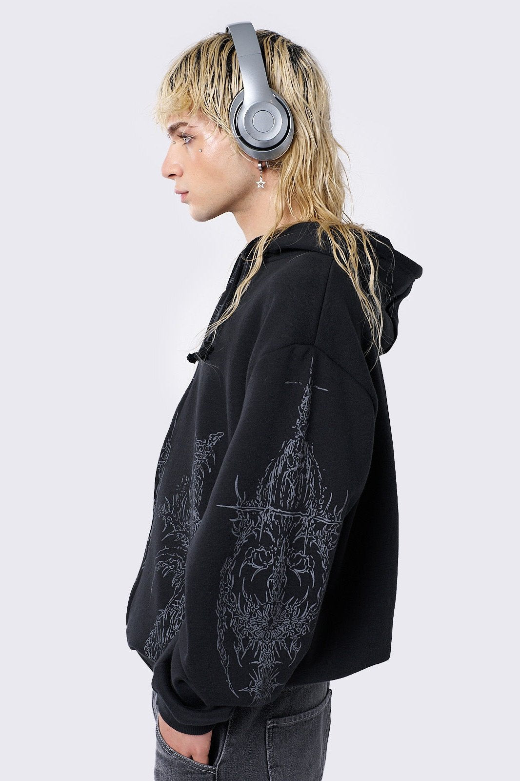 Enigmatic Black Zip Up Hoodie | Minga London Quality