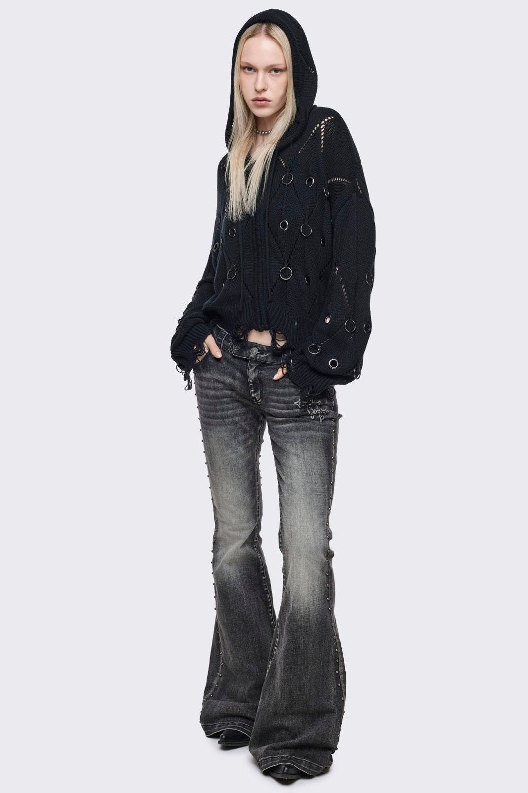 Ruin Knitted Zip-Up Hoodie | Minga London Popular