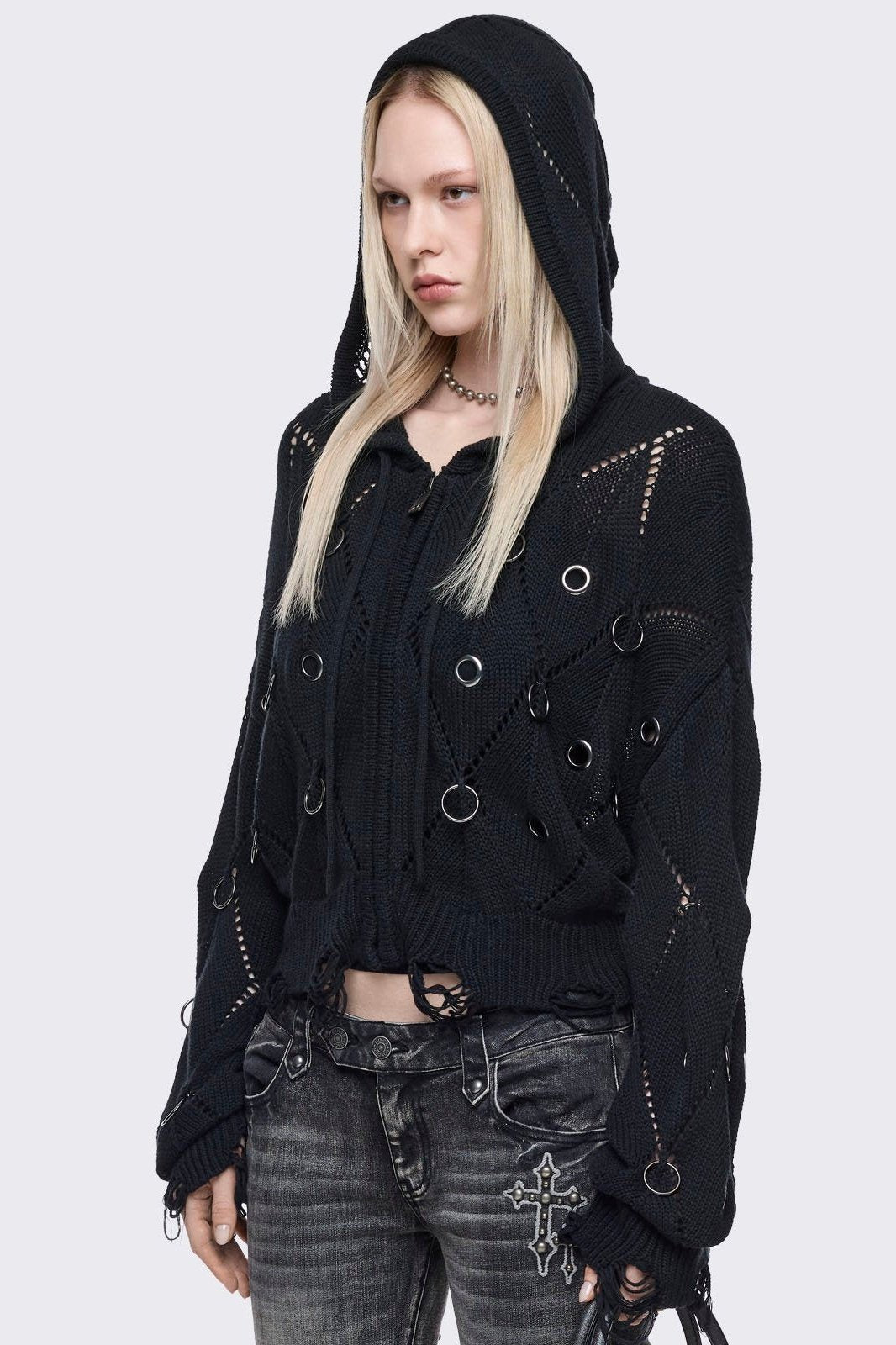 Ruin Knitted Zip-Up Hoodie | Minga London Popular