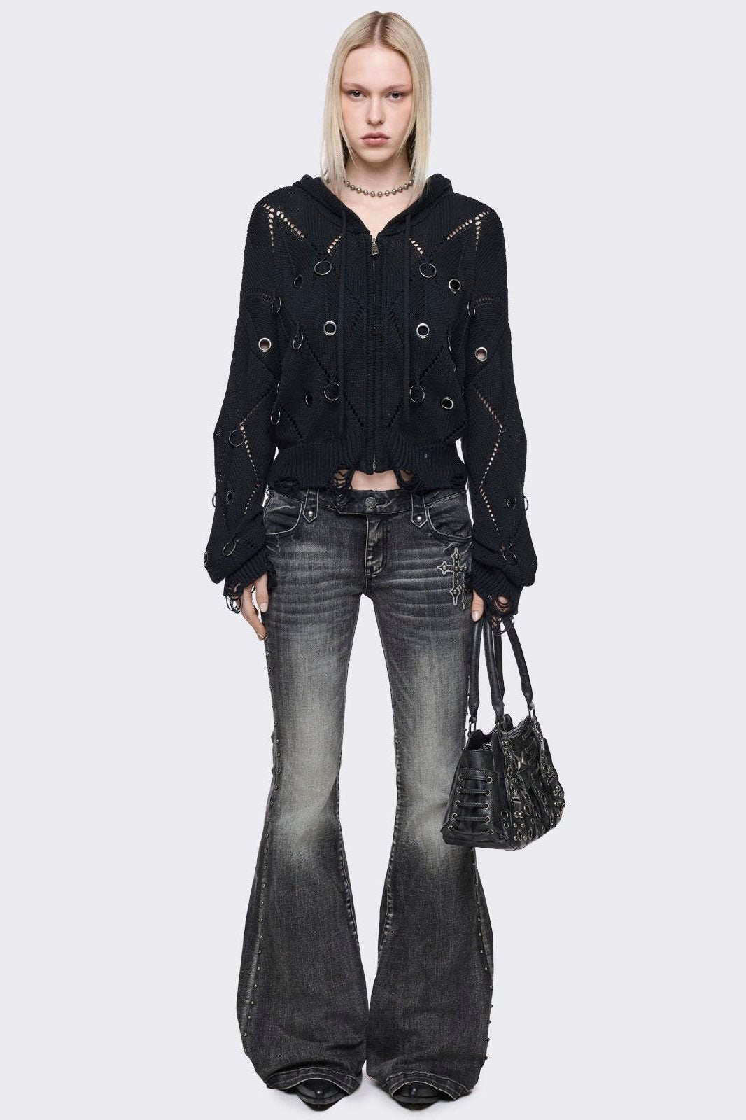 Ruin Knitted Zip-Up Hoodie | Minga London Popular