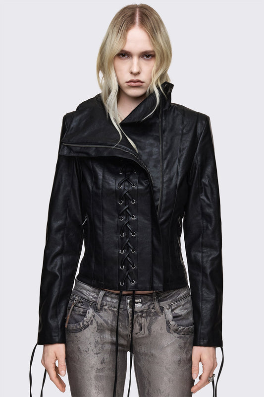 Dimension Lace Up Funnel Jacket | Minga London Deals