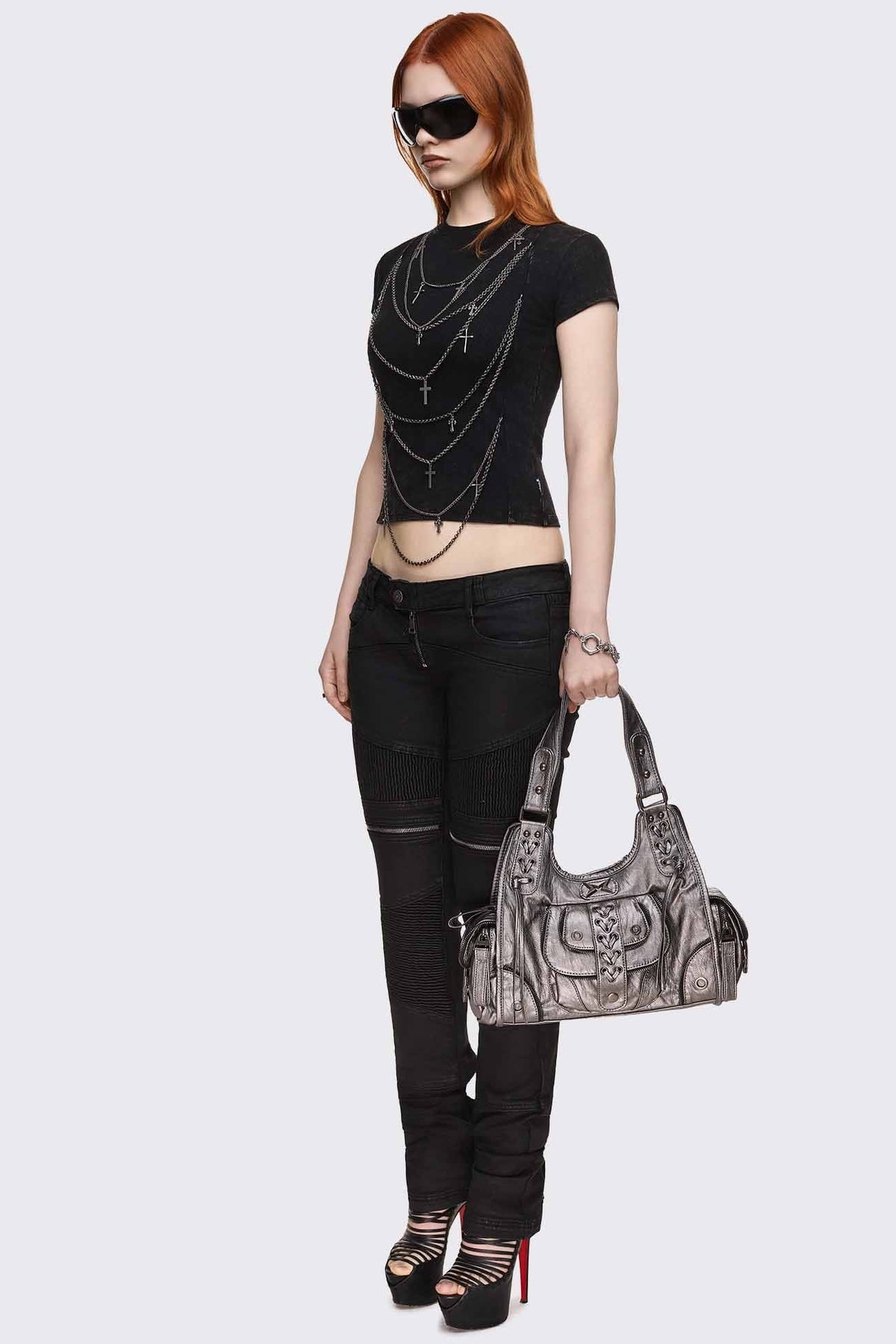 Jules Silver Faux Leather Shoulder Bag | Minga London Quality