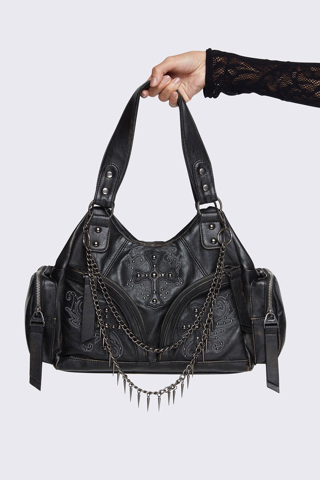 Abyss Black Faux Leather Shoulder Bag | Minga London Recommended