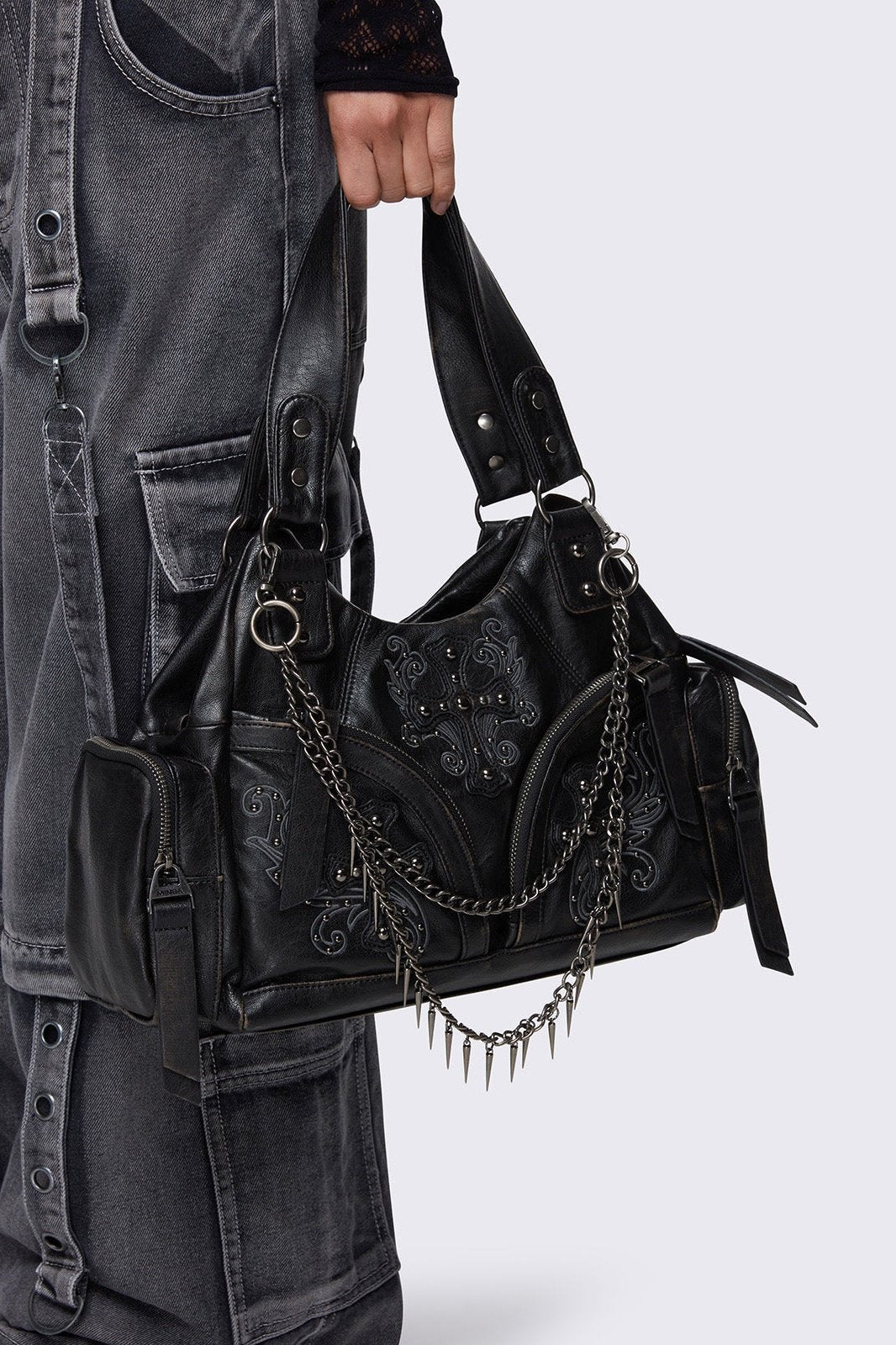Abyss Black Faux Leather Shoulder Bag | Minga London Recommended