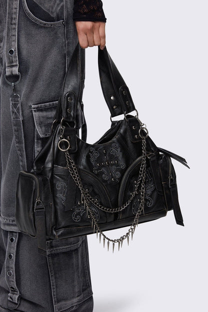Abyss Black Faux Leather Shoulder Bag | Minga London Recommended