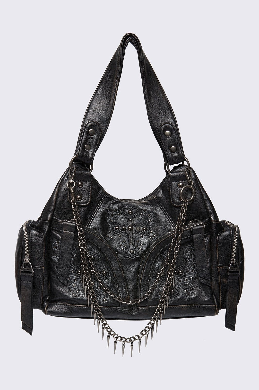Abyss Black Faux Leather Shoulder Bag | Minga London Recommended