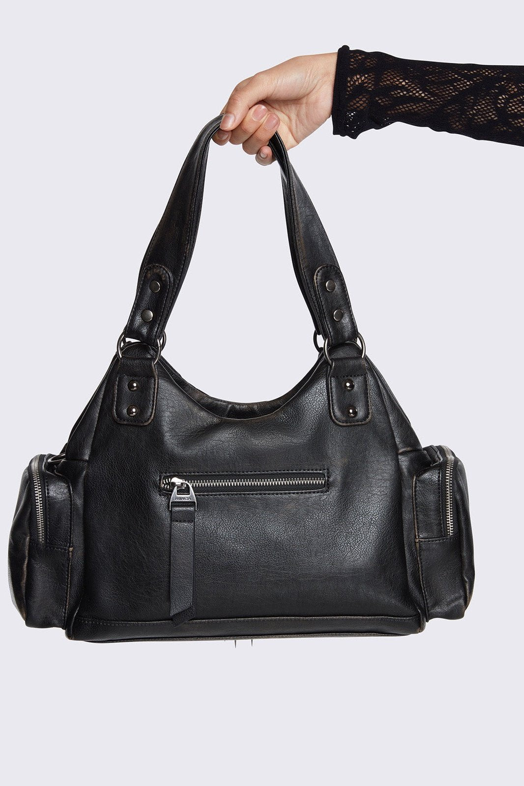 Abyss Black Faux Leather Shoulder Bag | Minga London Recommended