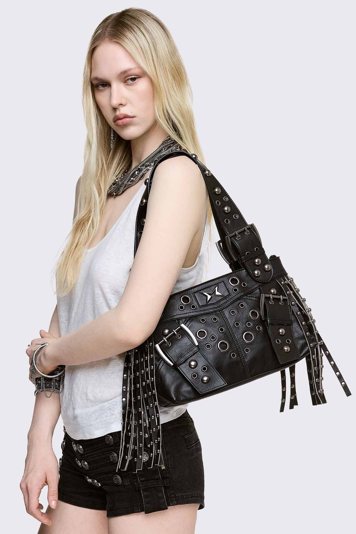 Fern Studded Fringe Shoulder Bag | Minga London Essential