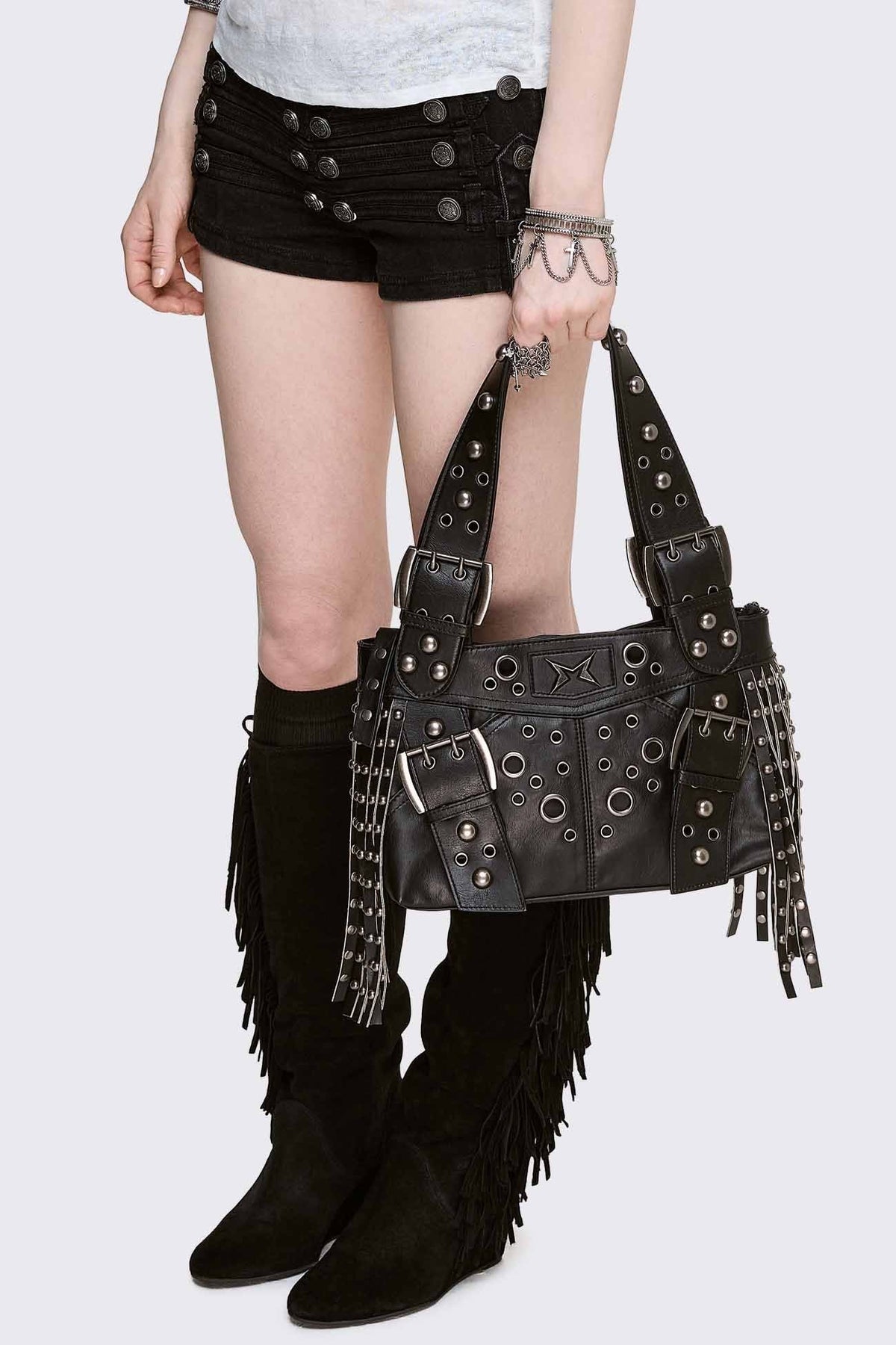 Fern Studded Fringe Shoulder Bag | Minga London Essential