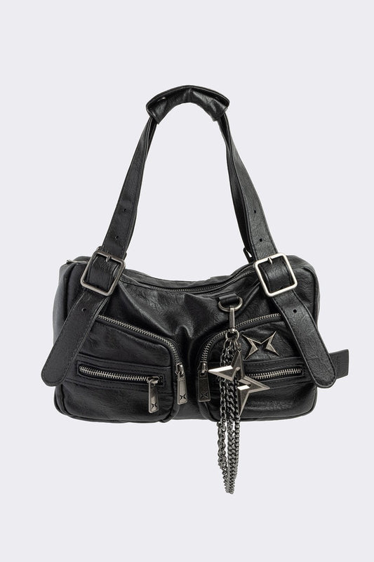 Soot Faux Leather Shoulder Bag | Minga London Essential